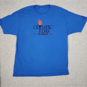 Vintage 1996 Olympic Day T-shirt  single stich XL Blue